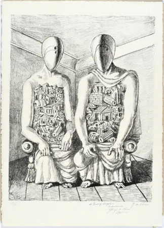 Lithografie De Chirico - Gli Archeologi V
