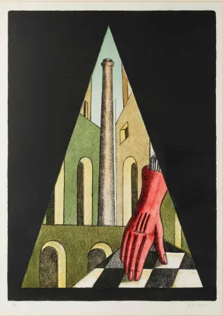 Lithografie De Chirico - Il guanto (Il guanto rosso)