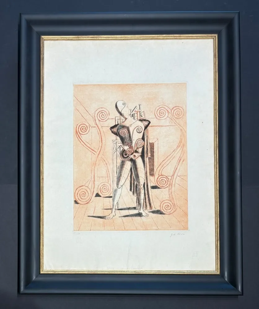 Lithografie De Chirico - Il trovatore nella stanza del mistero ( unique proof )
