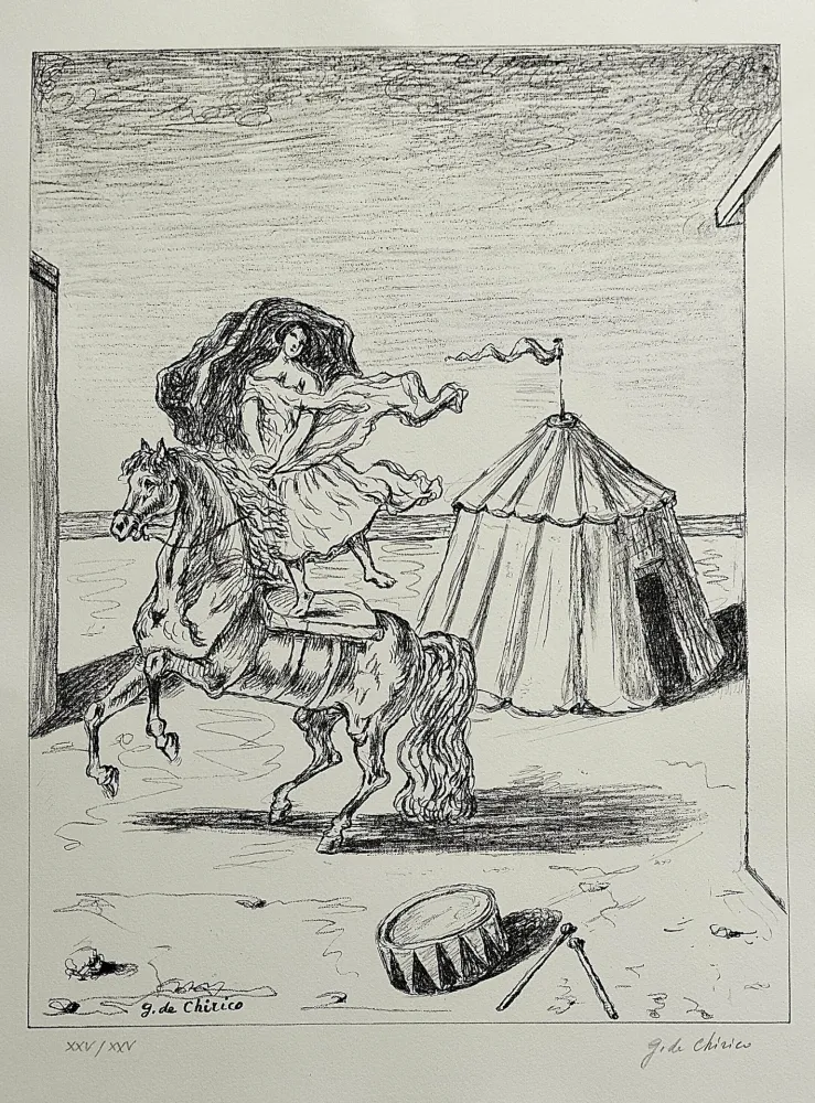 Lithografie De Chirico - La cavallerizza