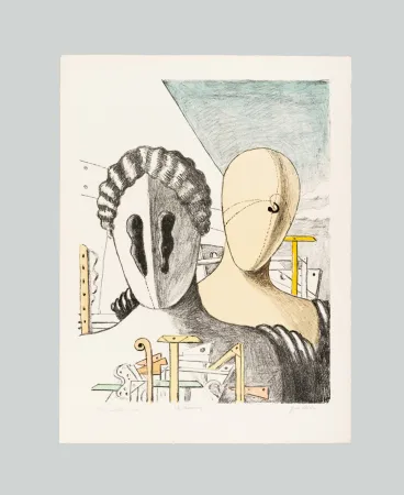 Lithografie De Chirico - Le maschere