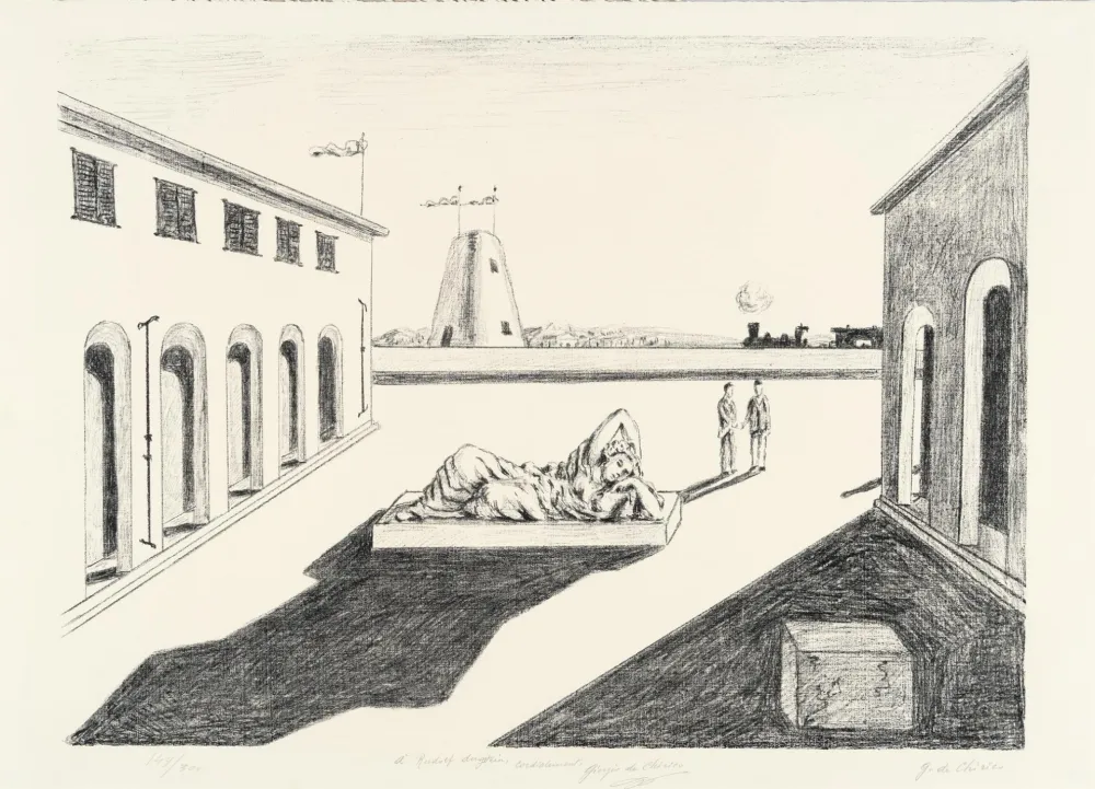 Lithografie De Chirico - Piazza d'Italia