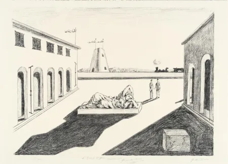 Lithografie De Chirico - Piazza d'Italia
