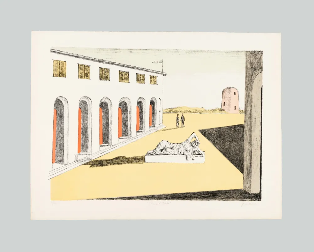 Lithografie De Chirico - Piazza d'Italia