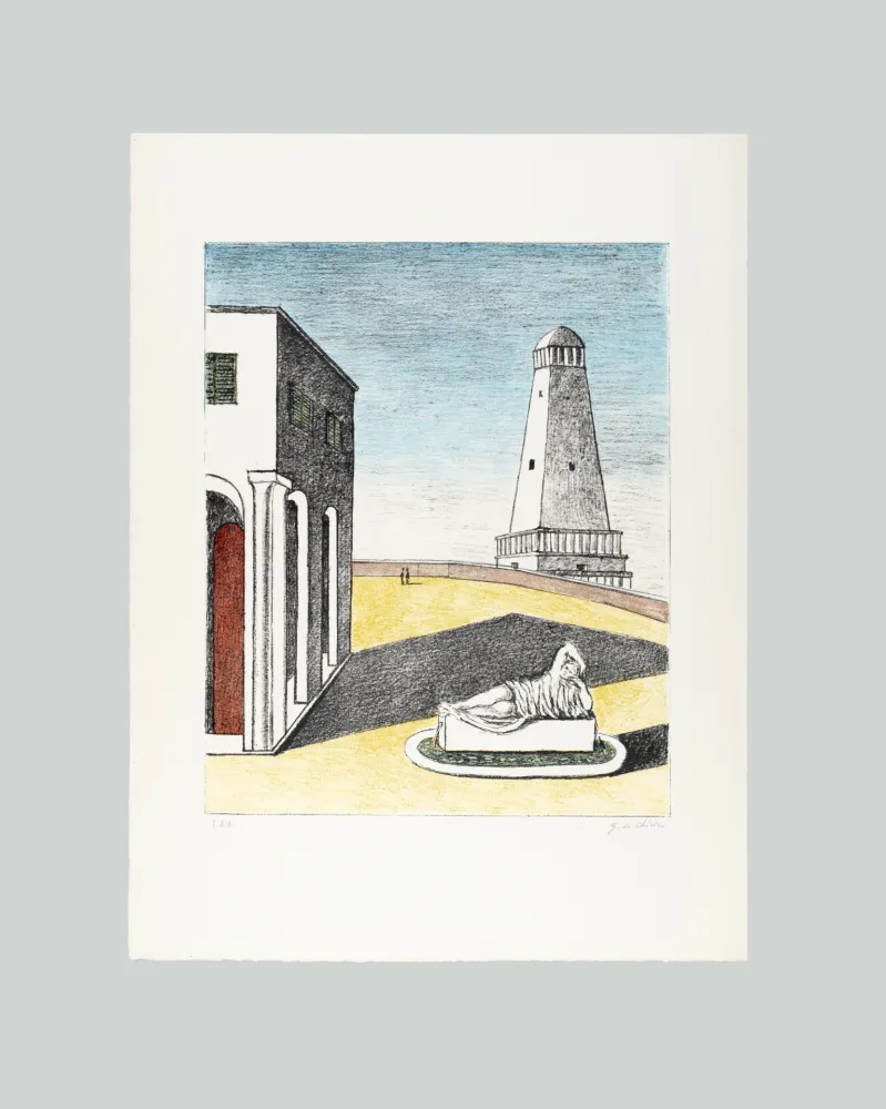 Lithografie De Chirico - Piazza d'Italia