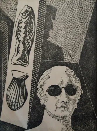 Houtsnede De Chirico - Portrait d'Apollinaire