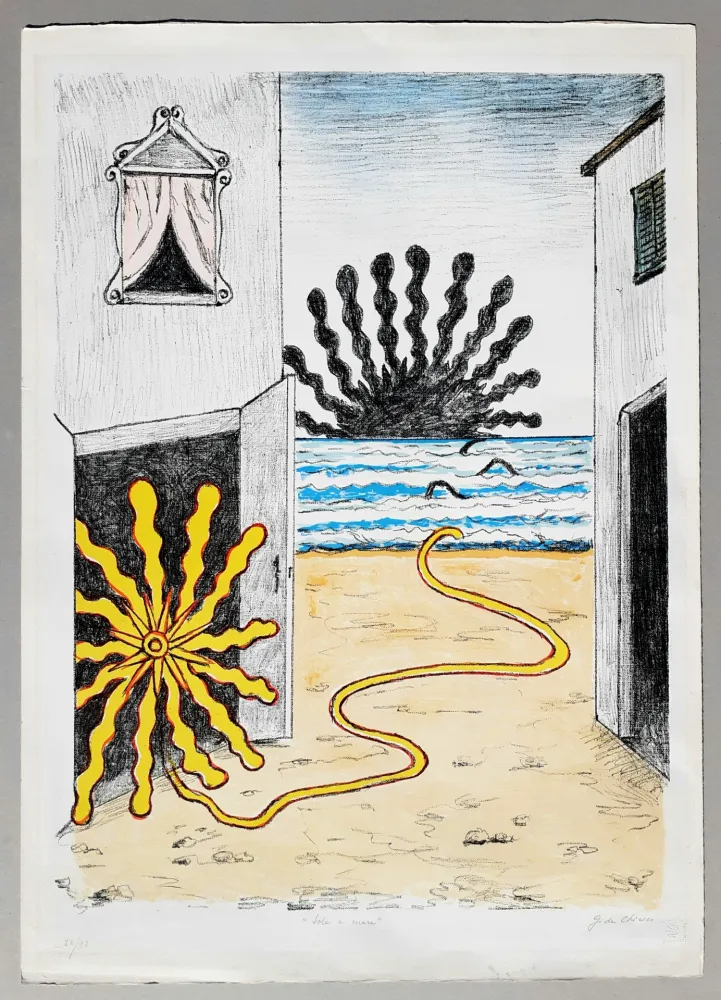 Lithografie De Chirico - Sole e mare