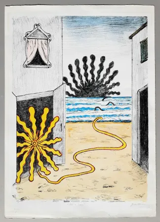 Lithografie De Chirico - Sole e mare