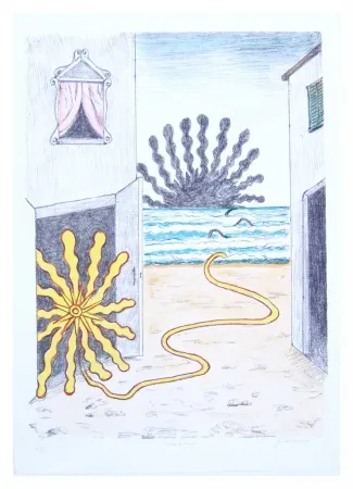 Lithografie De Chirico - Sole et mare