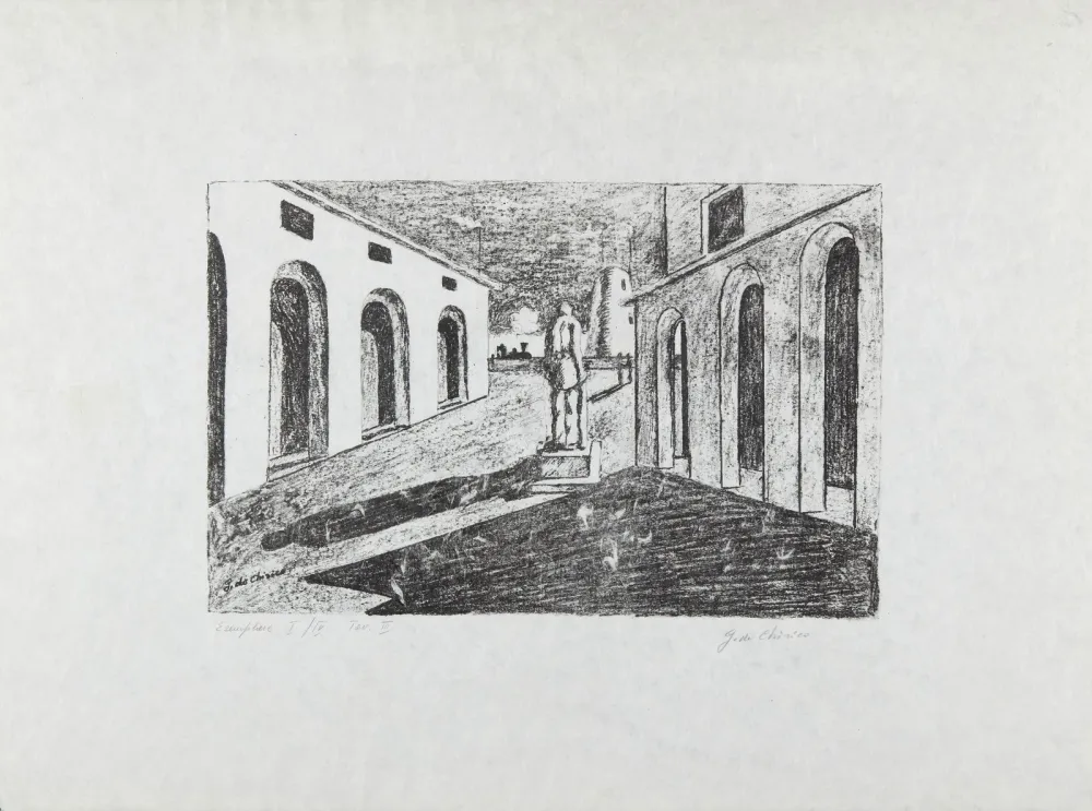 Lithografie De Chirico - Solitudine dell'uomo politico