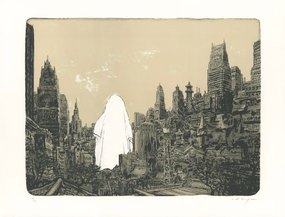 Lithografie De Crécy - Un Fantôme sur la ville