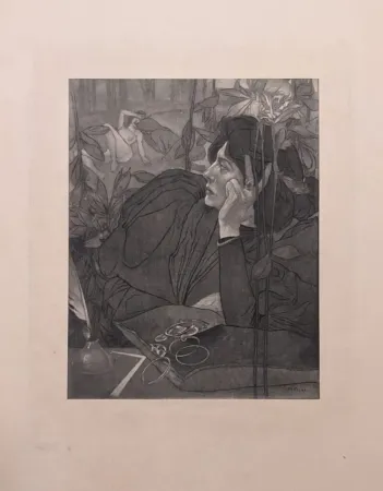 Aquatint De Feure - Mélancolie- La voix du mal.