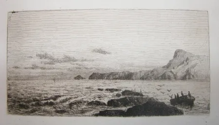Ets En Aquatint De Haes - Arrecifes (Marina: Roca, gaviotas)