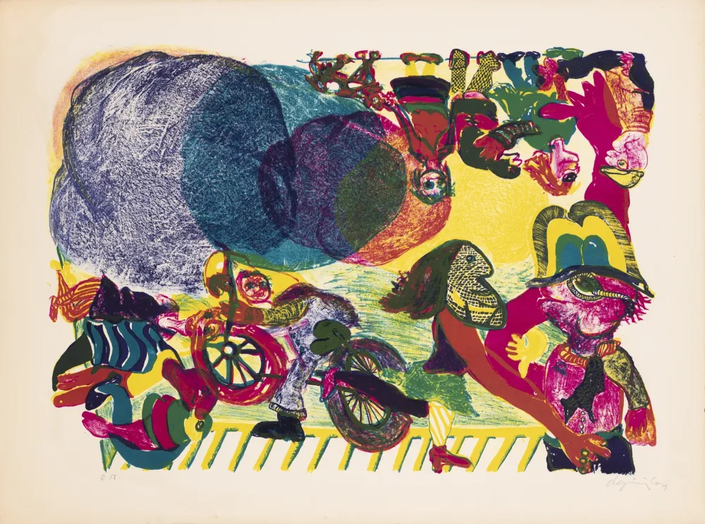 Lithografie De Jong - Three Clouds