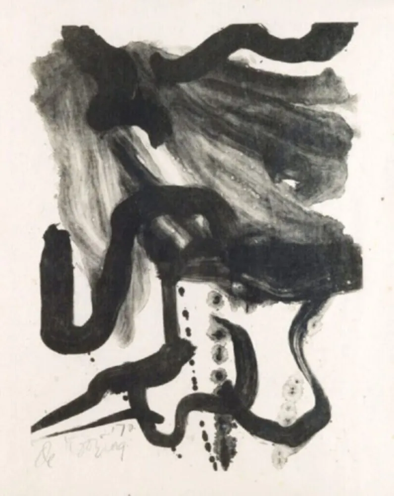 Lithografie De Kooning - Woman with long hair and corset