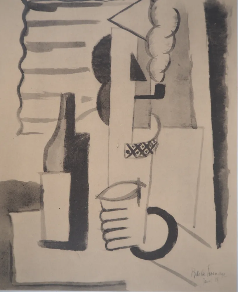 Lithografie De La Fresnaye - Fumeur de pipe cubiste