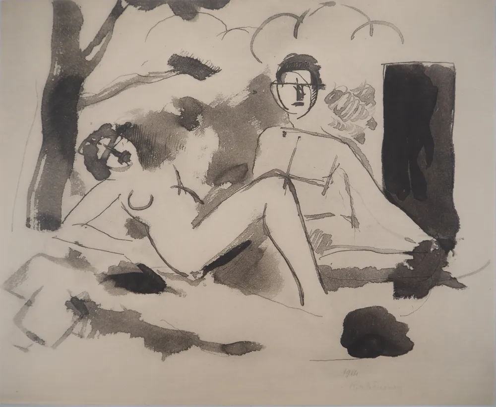 Lithografie De La Fresnaye - Hommage à Manet, Déjeuner sur l'herbe