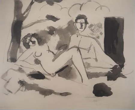 Lithografie De La Fresnaye - Hommage à Manet, Déjeuner sur l'herbe