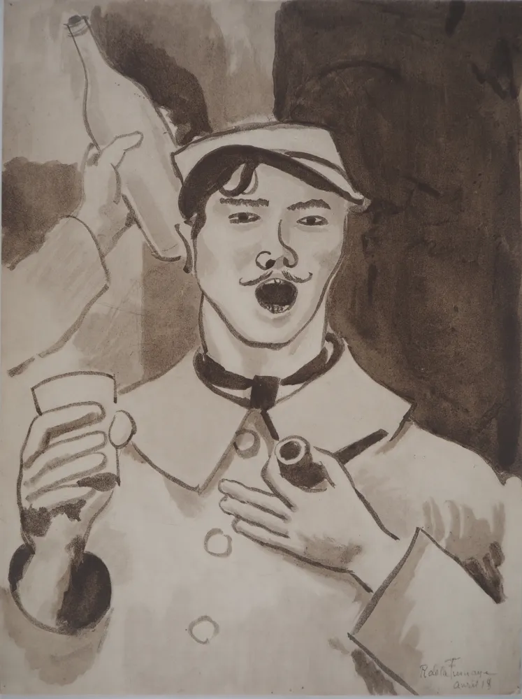 Lithografie De La Fresnaye - Soldat en permission