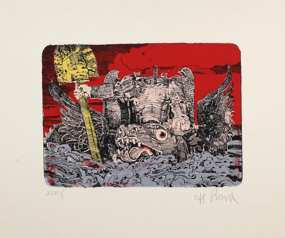 Lithografie De Rosa - Kopflos / Headless