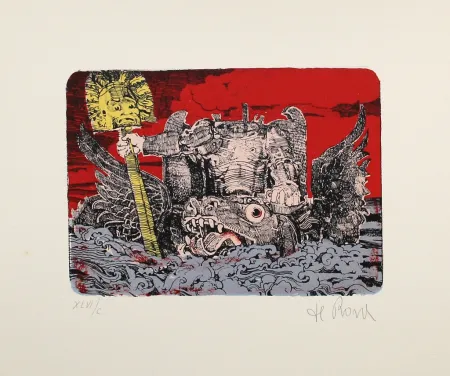 Lithografie De Rosa - Kopflos / Headless