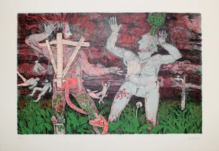 Lithografie De Rosa - Krieger / Warriors