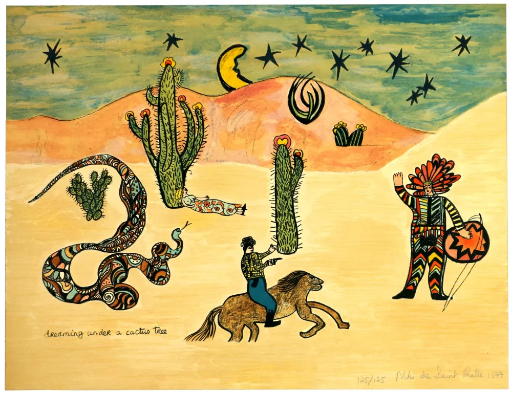 Lithografie De Saint Phalle - Dreaming under a cactus tree