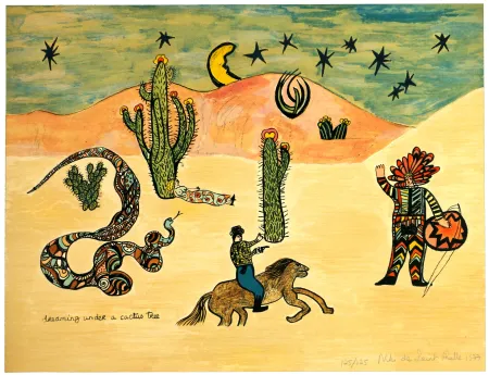 Lithografie De Saint Phalle - Dreaming under a cactus tree