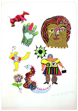Lithografie De Saint Phalle - Golden Head
