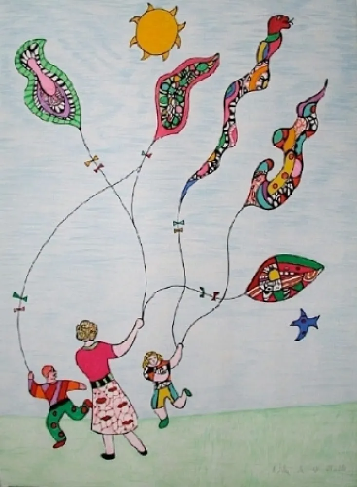 Lithografie De Saint Phalle - Méchant - Méchant - Le cerf-volant