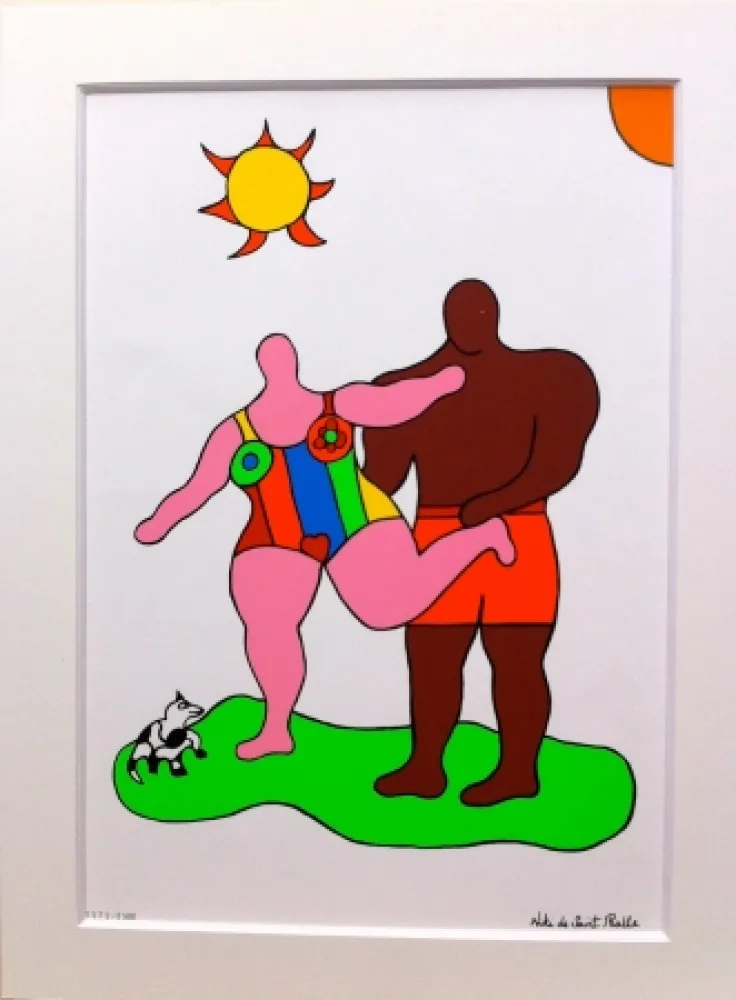 Zeefdruk De Saint Phalle - Pink nana and black man