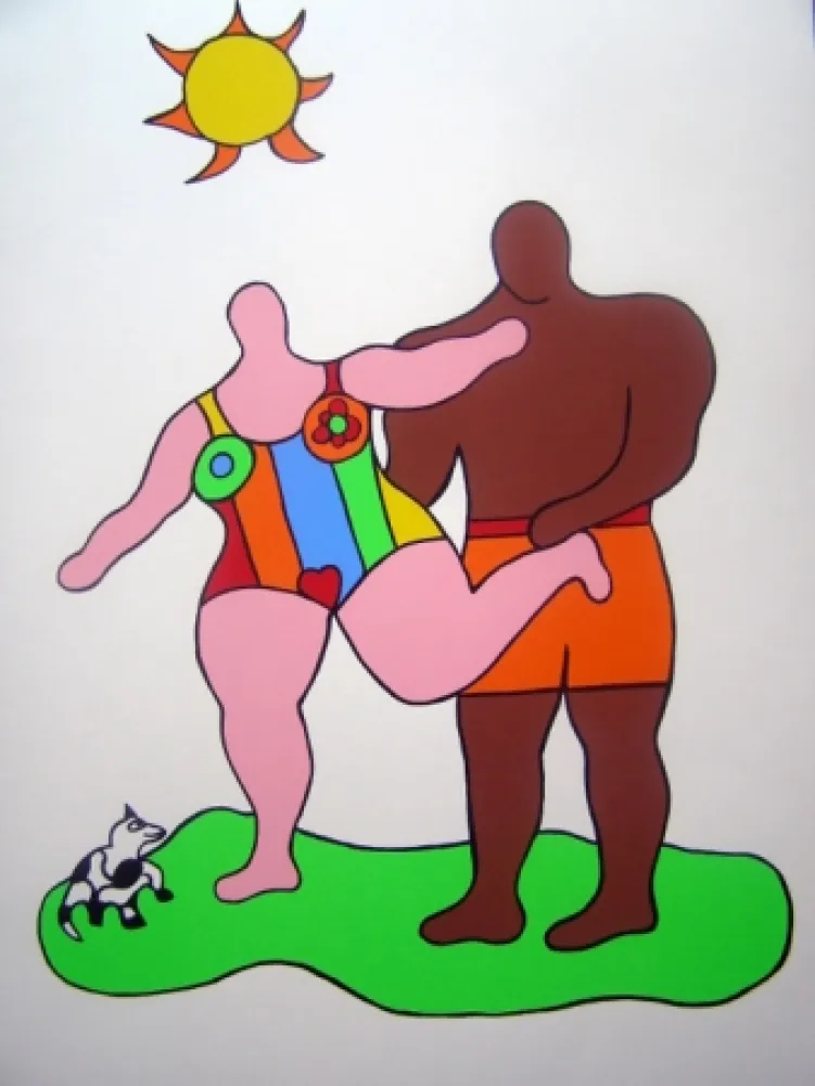 Zeefdruk De Saint Phalle - PINK NANA-BLACK MAN