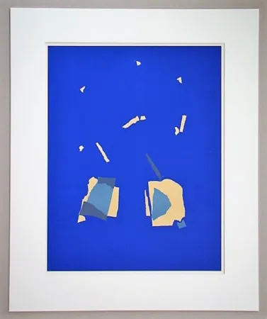 Lithografie De Stael - Comosition sur fond bleu