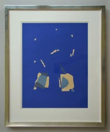 Lithografie De Stael - Comosition sur fond bleu