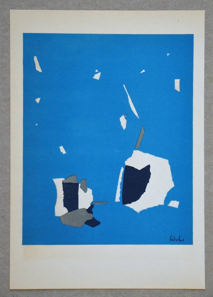 Lithografie De Stael - Composition fond bleu ciel