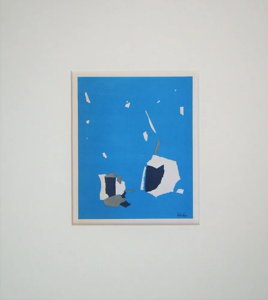 Lithografie De Stael - Composition fond bleu ciel