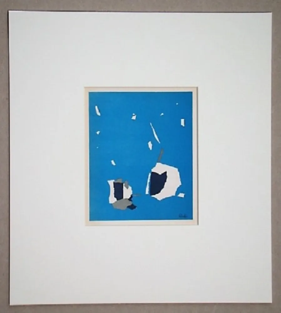 Lithografie De Stael - Composition sur fond bleu ciel