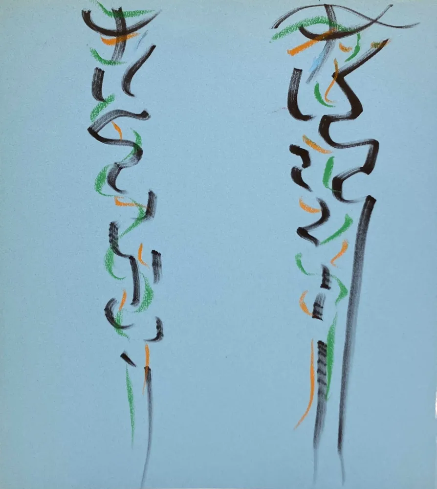 Geen Techniek Debré - Pastels sur papier bleu, 1991. 