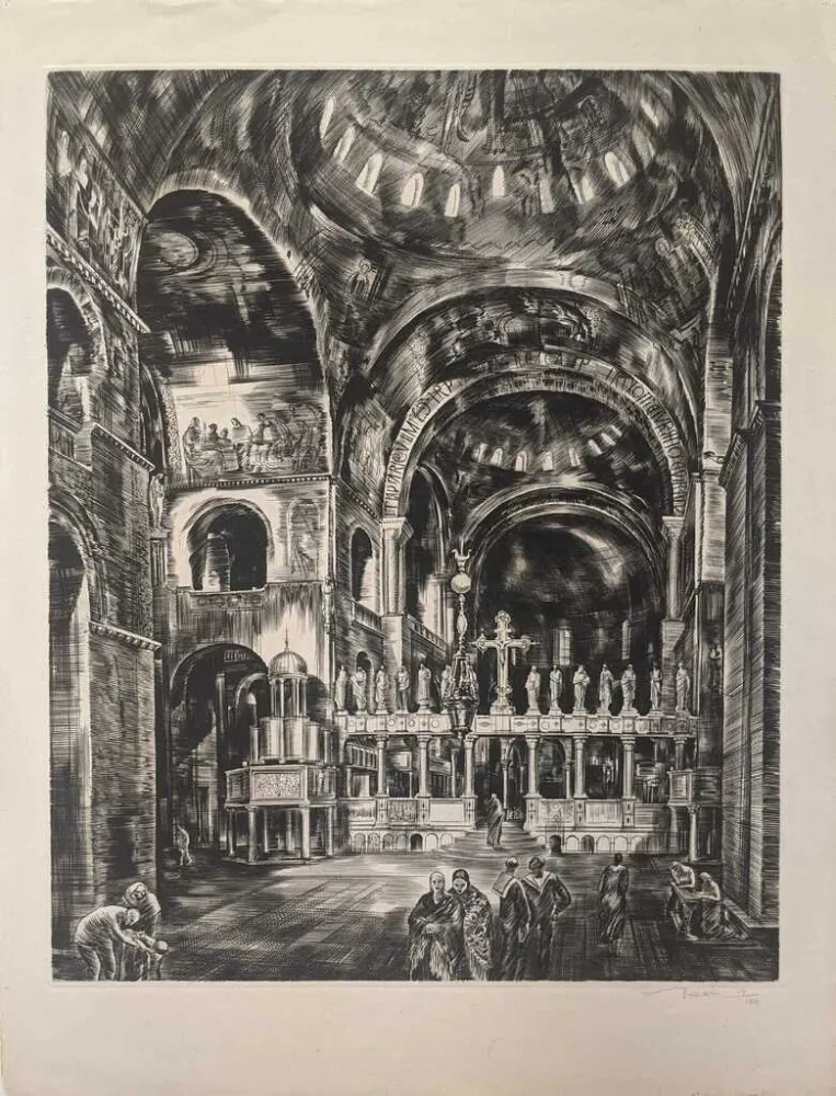 Ets Decaris - Intérieur de Saint-Marc I (Venise) / Interior of St. Mark's, Venice