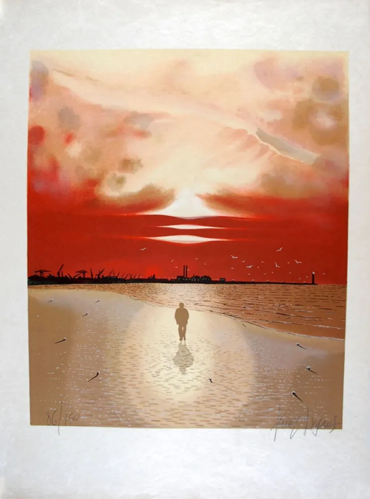Lithografie Degans - Le Poète et la Mer