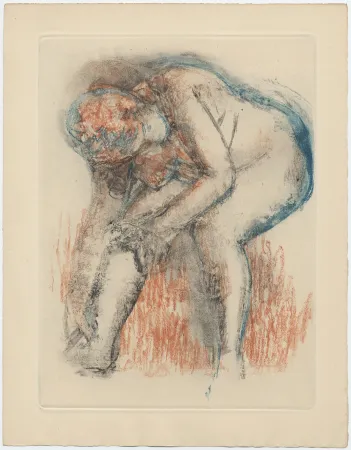 Ets En Aquatint Degas - Étude de nu se massant la cheville (vers 1896)
