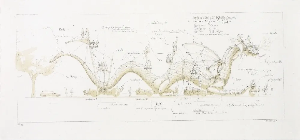 Lithografie Delarozière - Le dragon
