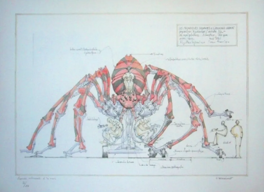 Lithografie Delarozière - Red spider - la machine - Liverpool