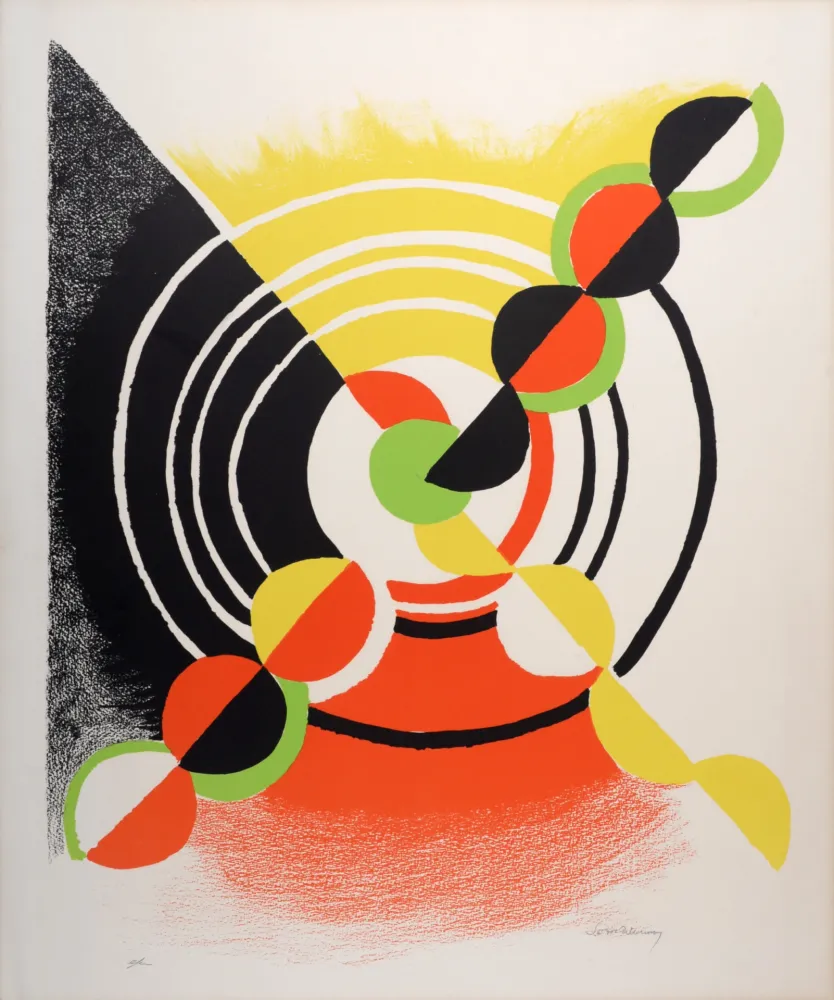 Lithografie Delaunay - Abstract Composition, c. 1969 - Hand-signed