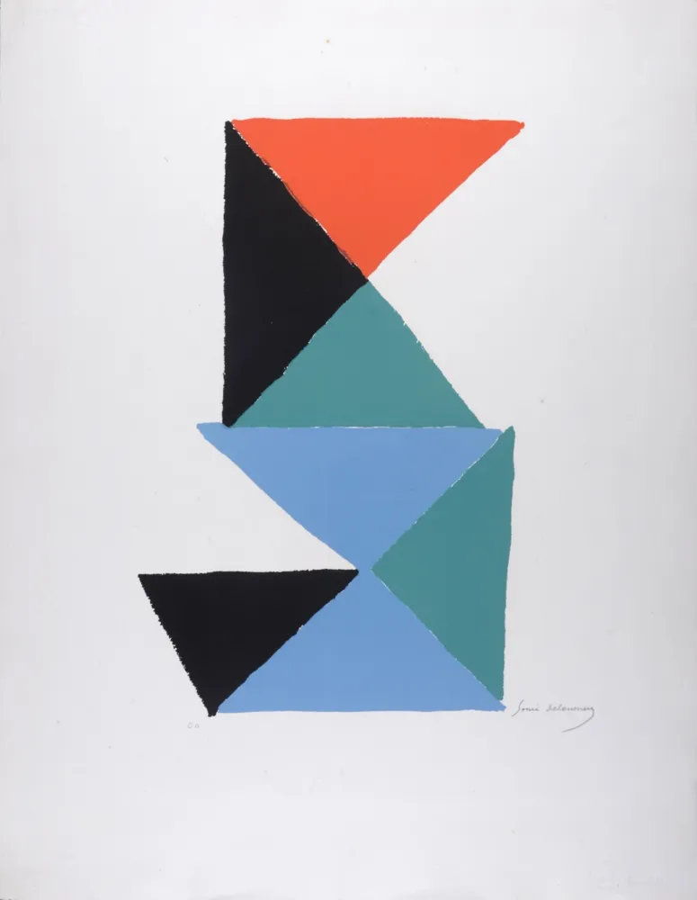 Lithografie Delaunay - Composition aux triangles, c. 1967 - Hand-signed