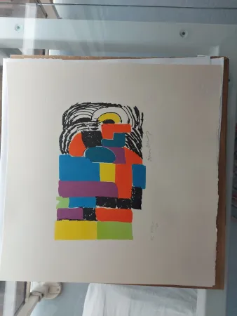 Lithografie Delaunay - Composition pour Madame Claude POMPIDOU (circa 1970)