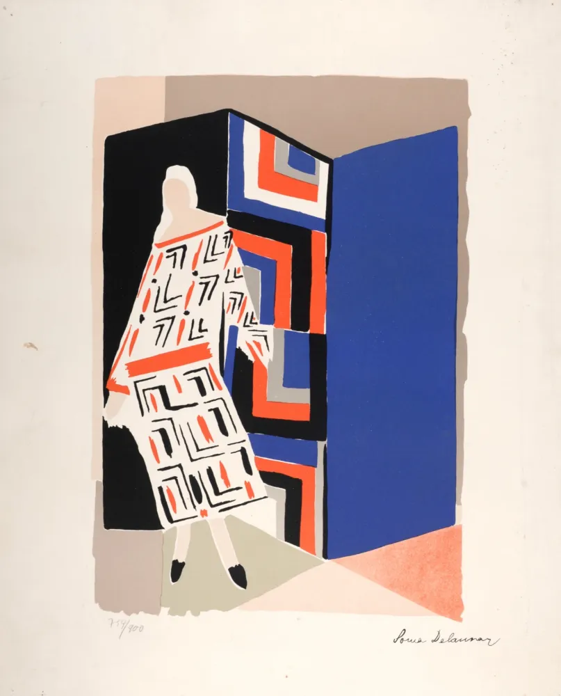 Lithografie Delaunay - Femme au paravent, circa 1970