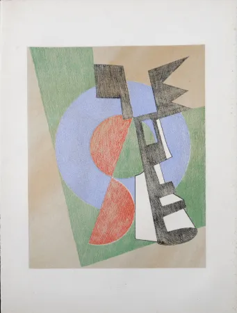 Lithografie Delaunay - Sonia Delaunay & Alberto Magnelli. - Untitled Collaboration, Aux Nourritures Terrestres, 1950