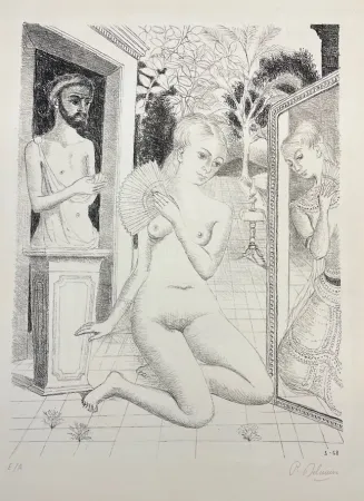 Lithografie Delvaux - L' Eventail