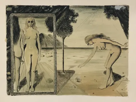 Lithografie Delvaux - La Plage (The Beach)